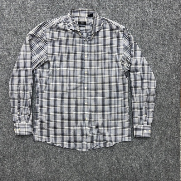 Mens Hugo Boss slim fit long sleeve button up shirt size 43/17 Dwayne - Picture 1 of 4
